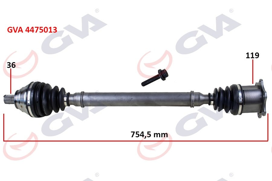 Komple Aks Sağ Caddy-Golf5-Jetta-Passat 1.9-2.0 Tdi 03-09 754.5Mm Gva 4475013