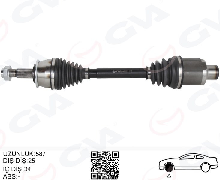 Komple Aks Sağ Opel Mokka 12>1.4 Net 1.6 Cdtı Dtn-Dtu-Dth Chevrolet Trax 1.4-1.6 12> Manuel Vites Dış 24 Diş - İç 34 Diş Gva 4491222