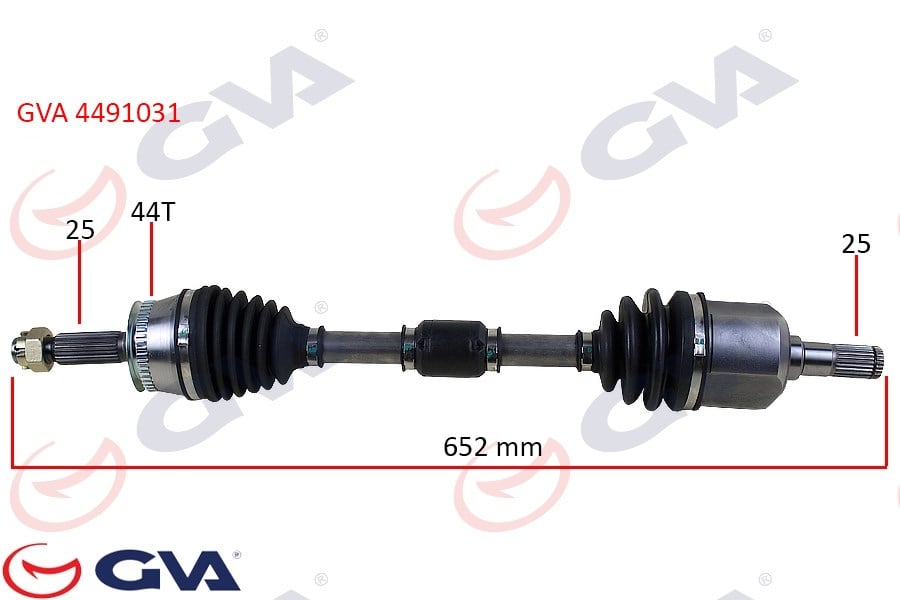 Komple Aks Sol Hyundaı Elantra 1.6L G4ed Benzinli 16V Otomatik Vites 01-06 Abs Li 25X25 - Abs 44 Diş Komple Boy 654Mm Gva 4491031