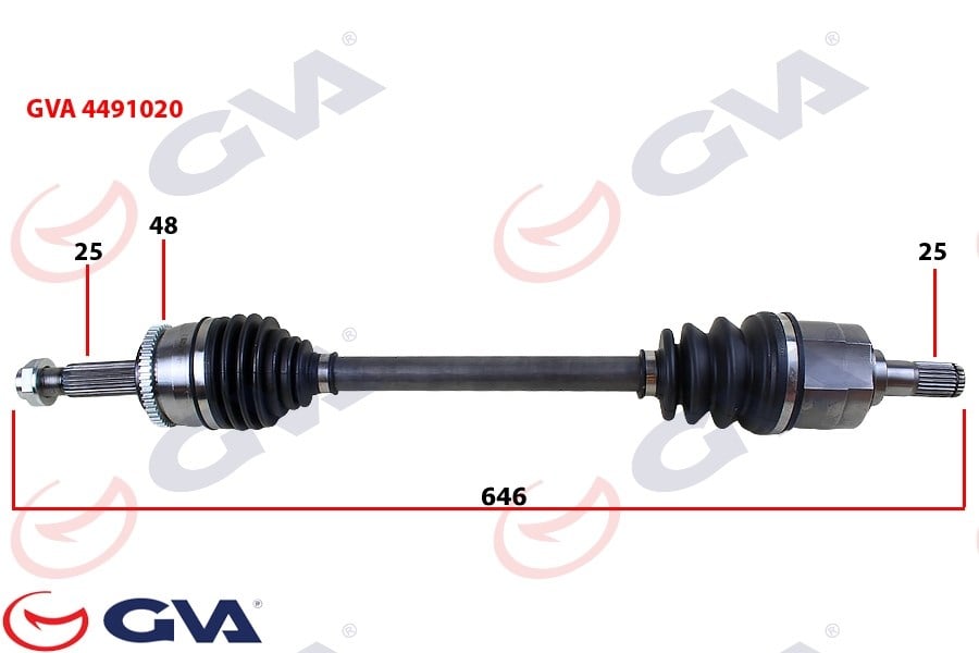 Komple Aks Sol Hyundaı İ20 1.4L D4fc Crdi 08-15 Abs Li 25X27 - Abs 48 Diş Komple Boy 646Mm Gva 4491020