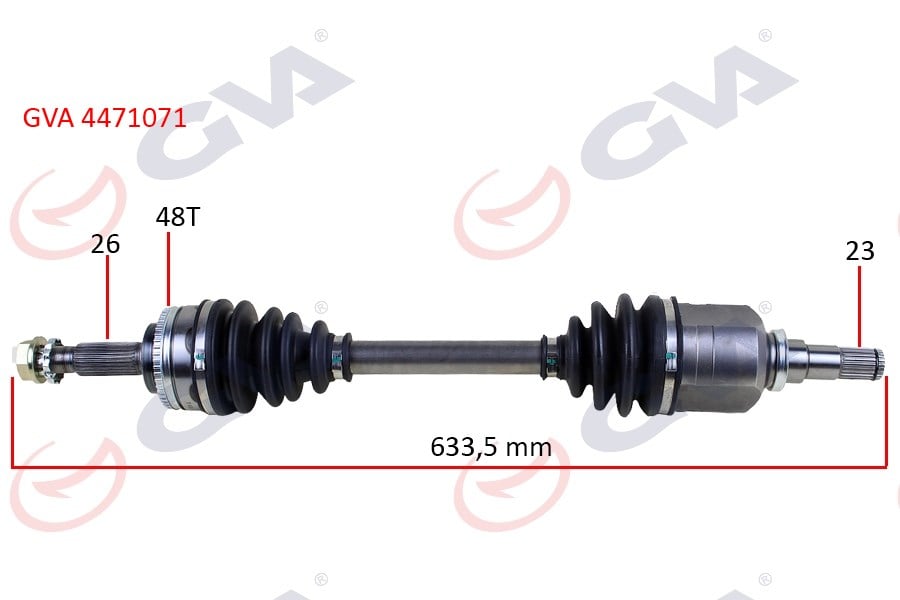 Komple Aks Sol Toyota Corolla 1.4L 1.6L 4Zz-Fe 3Zz-Fe Zze120 Zze121 Vvti 02-06 Abs Li 26X23 - Abs 48 Diş Komple Boy 633.5Mm Gva 4471071