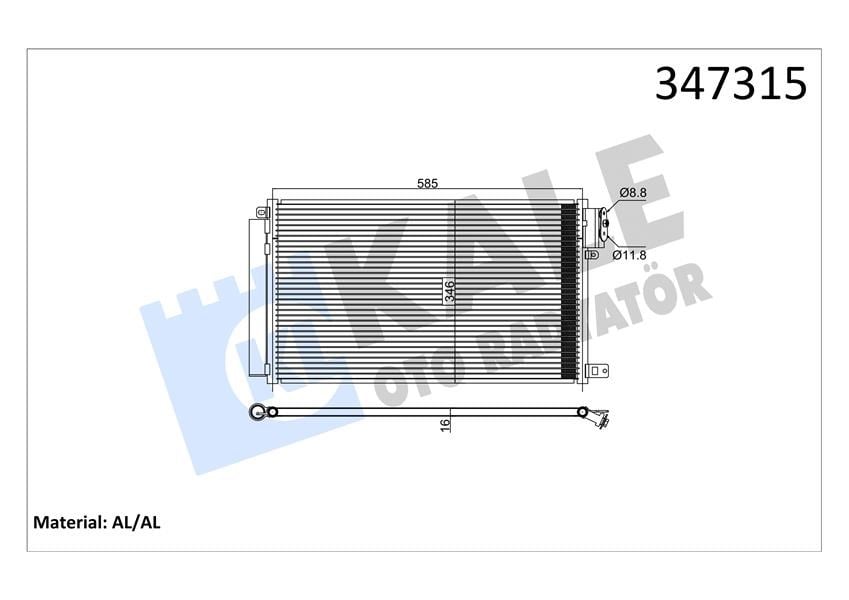 Kondanser Fıat Doblo 1.4 10 > Opel Combo 12 > Alfa Romeo Mıto 1.4 11 > Kale 347315