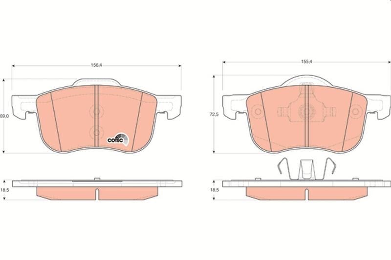 Ön Balata Volvo S60 00-10 S80 98-06 V70 97-07 Xc70 00-07 S70 97-00 Trw Gdb1388