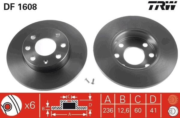 Ön Fren Aynası Corsa B-Astra F-Vectra A-Ascona C-Combo B 94-01 236X13x4dl Dolu Trw Df1608
