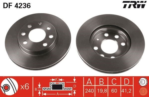 Ön Fren Aynası Corsa C 1.0-1.2 16V 01>11 Abs Li 240X20x4dlxhavalı Trw Df4236