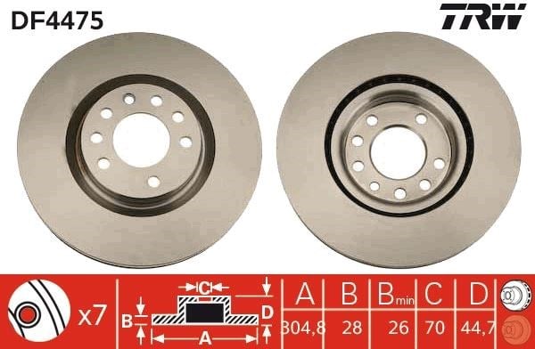 Ön Fren Aynası Croma 05> 1.9D 304.8X26x7dlxhvlı Trw Df4475