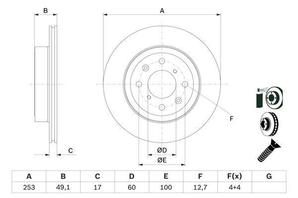 Ön Fren Aynası Havalı Agıla 1.0/1.2 Twınport 1.3 Cdtı 03- Justy Iıı 1.3/1.5 Df4826 Bosch 0986479E75