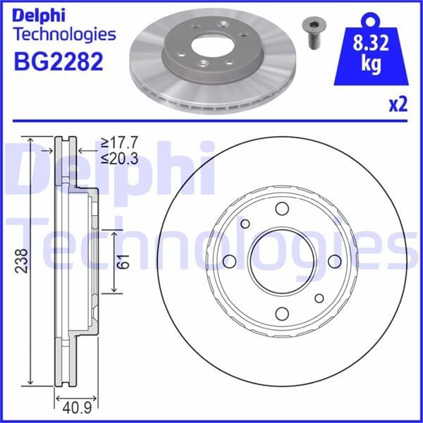 Ön Fren Aynası Küçük Renault R9-R11-R19-R21 Clıo I 91>96 Clıo Iı 98> Clıo Symbol 00>09 Kangoo 97> Megane I 96> Symbol Iı 08> 238X20.1 Havalı 4 Delik Delphı Bg2282