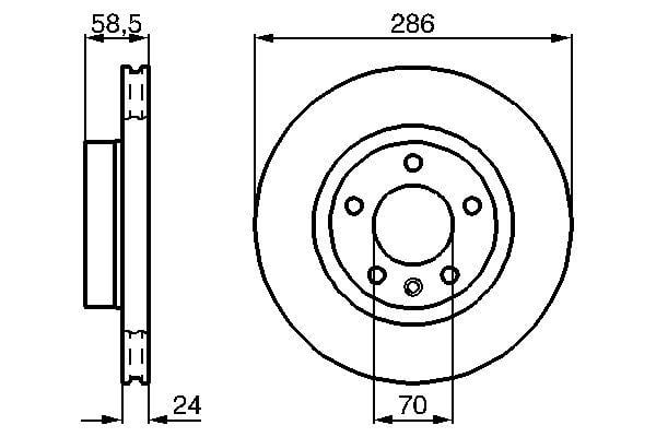 Ön Fren Aynası Omega B 1994-2000 Ascona A 75> Ascona B 77> Havalı 286X110x24x5dl Bosch 0986478594