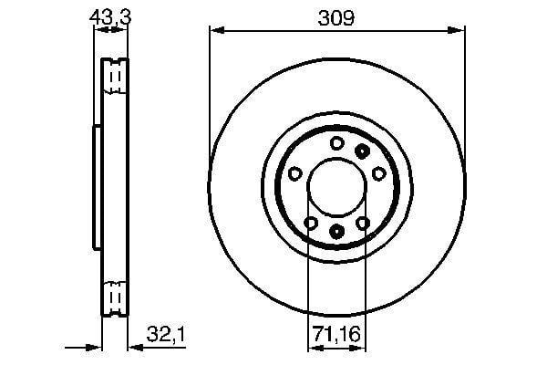 Ön Fren Aynası Peugeot P607 00>11 43X309x5dl Havalı Bosch 0986479027