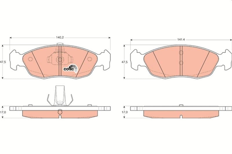 Ön Fren Balatası Fişsiz Peugeot P106 93>04 P205 87>90 P306 93-01 Cıtroen Xsara 97>05 Saxo 96>0 3 247Mm Trw Gdb1322