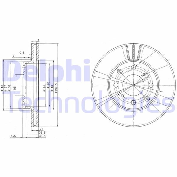 Ön Fren Diski Hava Kanallı Honda Cıvıc 1.5L 1.6L D15b D16a Sı Eg Eh Kasa 92-95 / Cıvıc Euro 1.4L D14a Ma Ej El Kasa 96-00 240 Çap X 4 Bijon - Takım Disk Fiyatıdır Delphı Bg2673