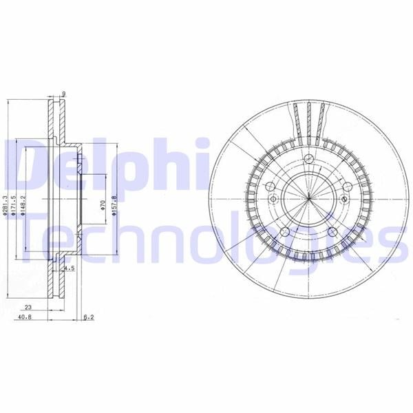 Ön Fren Diski Hava Kanallı Honda Cr-V 2.0L B20 96-01 / Hr-V 1.6L D16w1 99-07 / Prelude 2.0L F20a4 92-96 2.2L H22a4 97-01 282 Çap X 5 Bijon - Takım Disk Fiyatıdır Delphı Bg3061