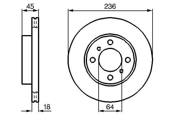 Ön Fren Diski Hava Kanallı Mıtsubıshı Carısma 1.6L 4G92 Da1a 95-99 236 Çap X 4 Bijon - Adet Disk Fiyatıdır Bosch 0986478572