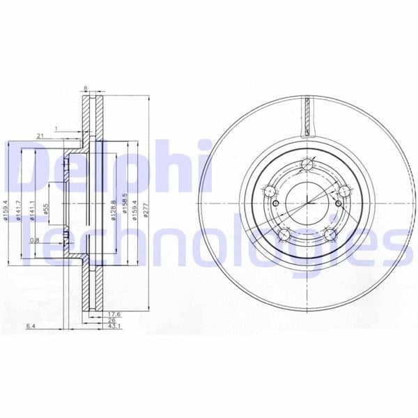 Ön Fren Diski Hava Kanallı Toyota Avensıs 1.6L 3Zzfe Vvti Zzt250 03-08 / 2.0L 1Azfse Azt250 03-08 277 Çap X 5 Bijon - Takım Disk Fiyatıdır Delphı Bg3913