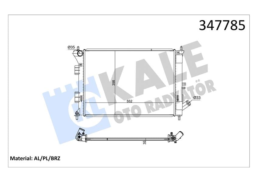 Radyatör Al/Pl/Brz I30 1.4I-1.6I-1.6Gdı 12 > Elantra 10 > Kıa Ceed-Pro Ceed-Cerato-Soul Mt Kale 347785