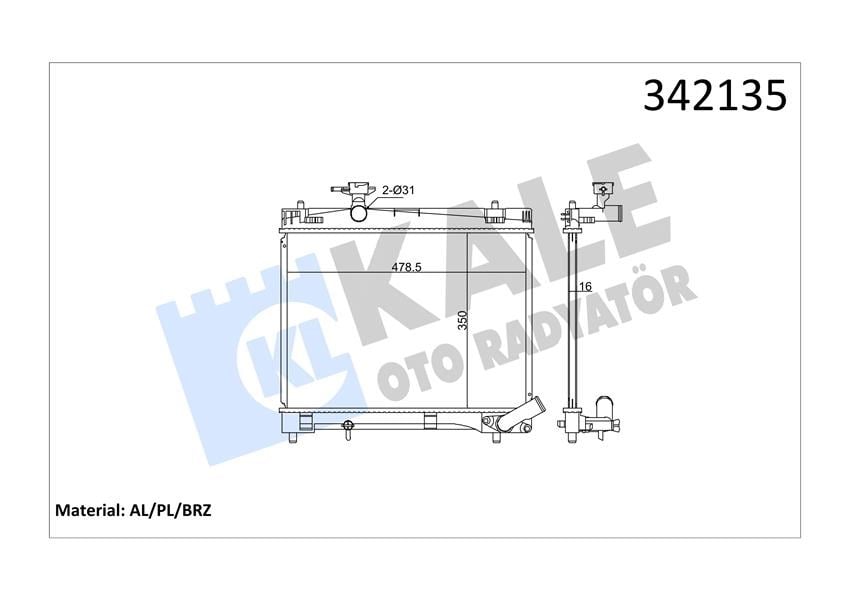 Radyatör Toyota Verso S-Yaris Al-Pl-Brz Kale 342135