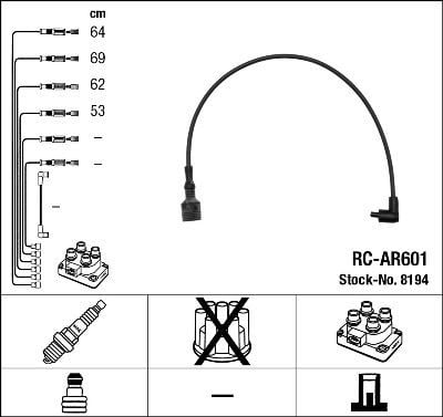 Rc-Ar601 Ateşleme Kablosu Ngk 8194