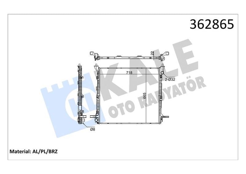 Su Radyatörü Volkswagen Crafter 50 Sy Sz 2.0Tdı 18 > Grand Calıfornıa - Man Tge 2.0Tdı 18 > Brazıng 718X665x22 Kale 362865