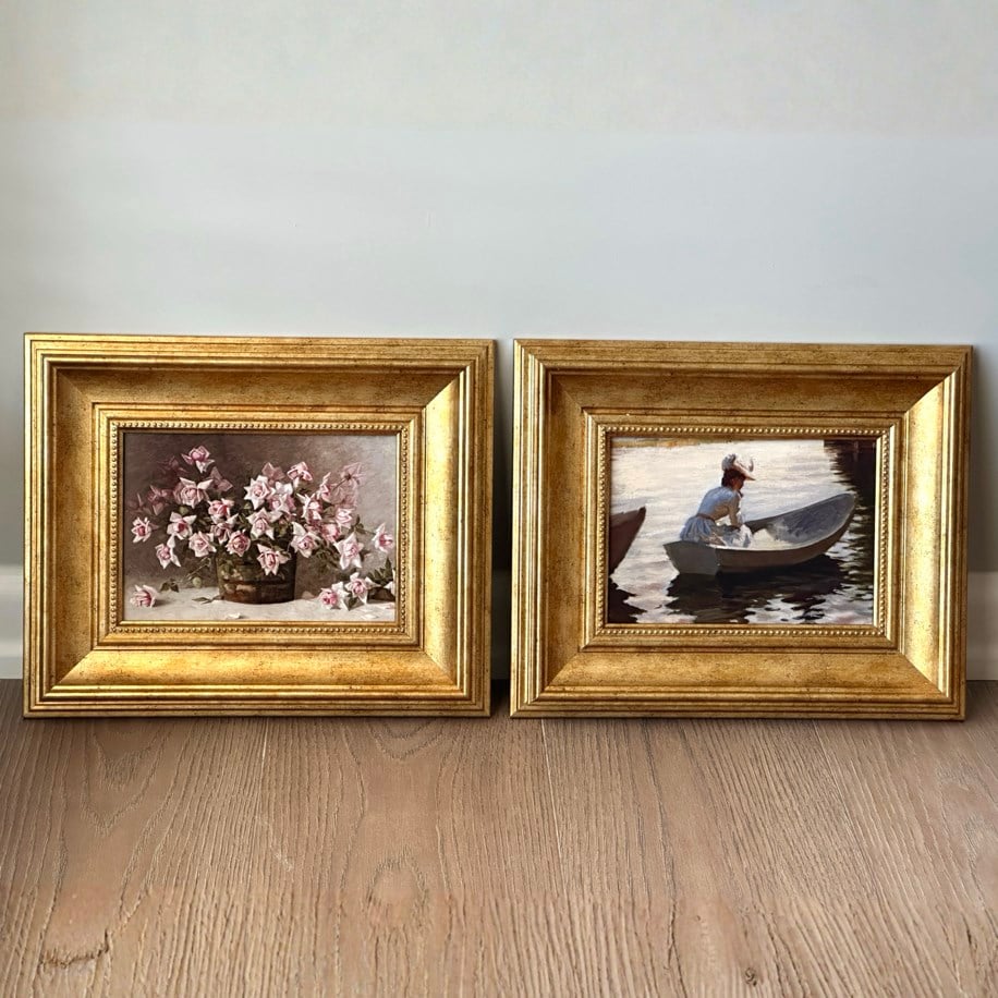 La Dame   La Rose 2’Li Vintage Çerçeveli Tablo Seti