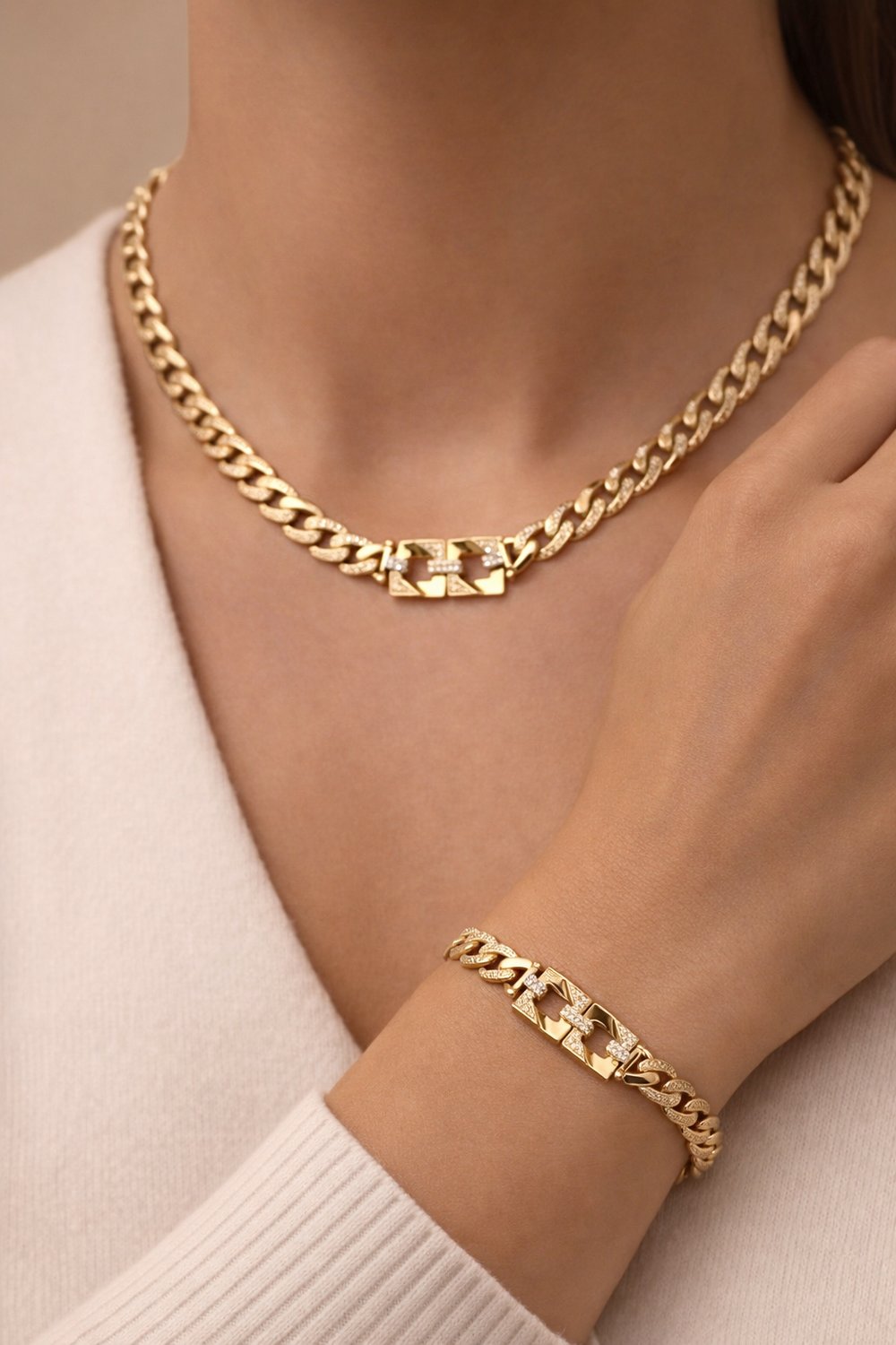 14K ALTIN KAPLAMA GOLD TAŞLI SET
