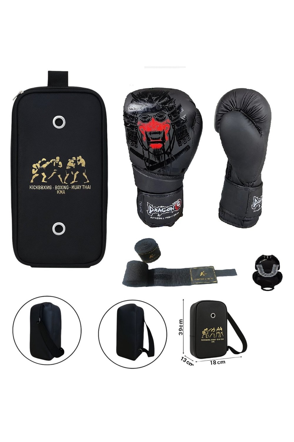Yakuza Kick Boks Eldiveni Boks Eldiveni Muay Thai Eldiveni 3'lü Set ve Eldiven Taşıma Çantalı