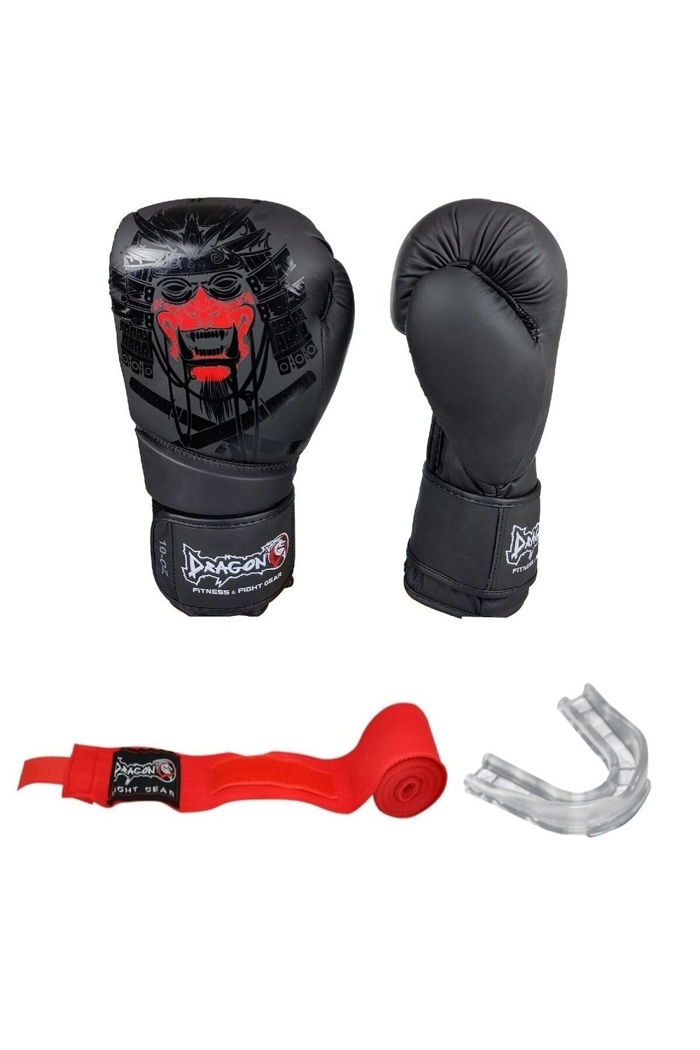 Yakuza Kick Boks Eldiveni Kırmızı Bandajlı 3'lü Set (BANDAJ VE DİŞLİK)