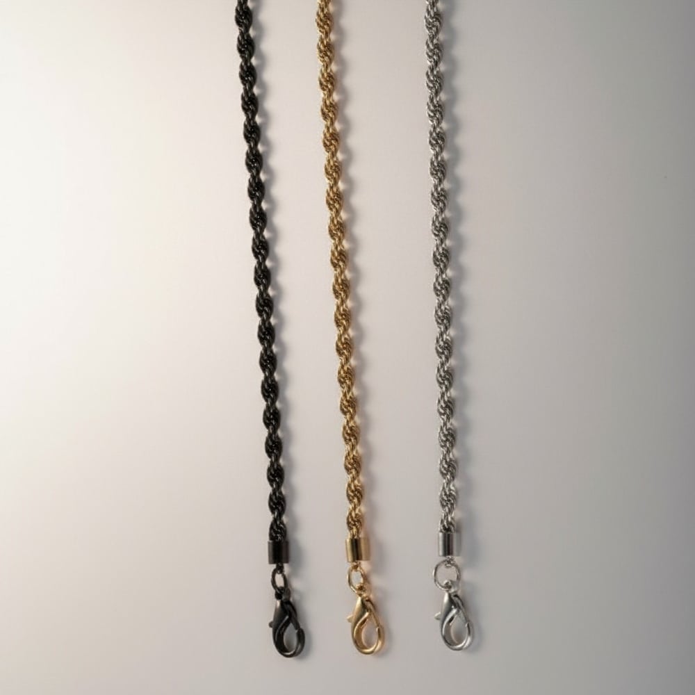 Burgulu Model Çanta Zinciri 120 cm Nikel, Light Gold ve Siyah Nikel