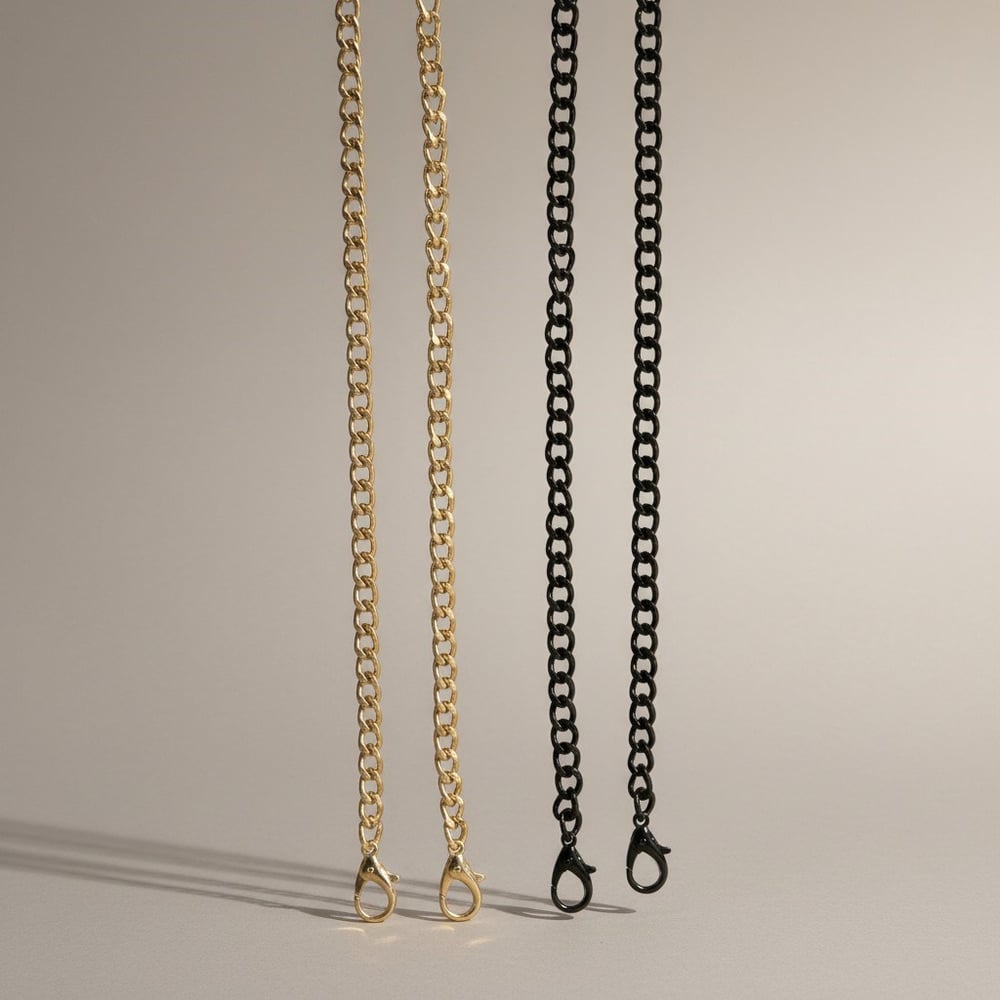 Küçük Alüminyum Traşlı zincir 120 cm Siyah Nikel ve Gold 