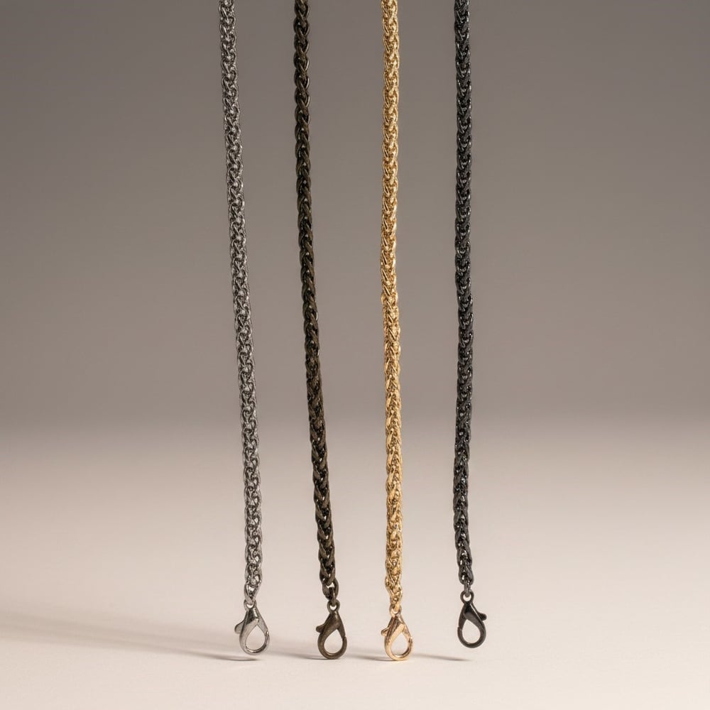 Örgülü Model Çanta Zinciri 120 cm Nikel, Antik, Light Gold, Siyah Nikel