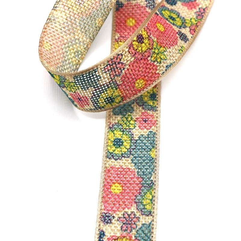 File Kurdele 2,5 cm Çiçekli