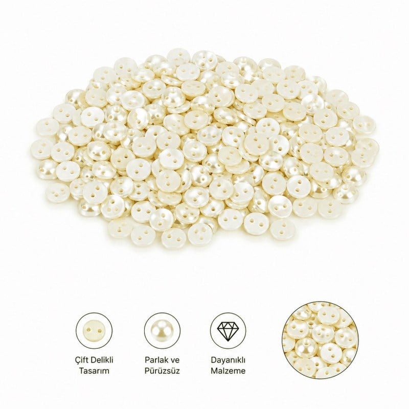 İnci Boncuk Delikli Krem Yarım 8 mm 500 gr
