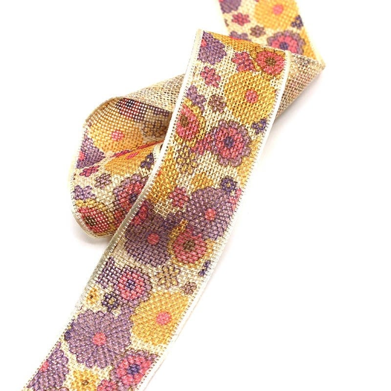 Kurdele Desenli File Kumaş 4 cm Çiçekli