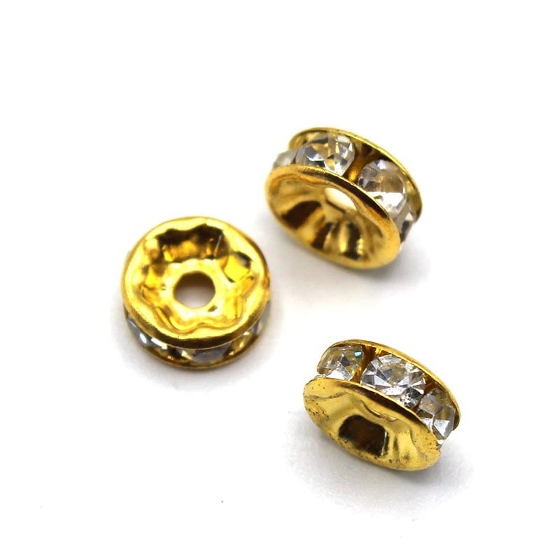 Metal Ayraç Kristal Taşlı Rondela 6 mm 10 Adet