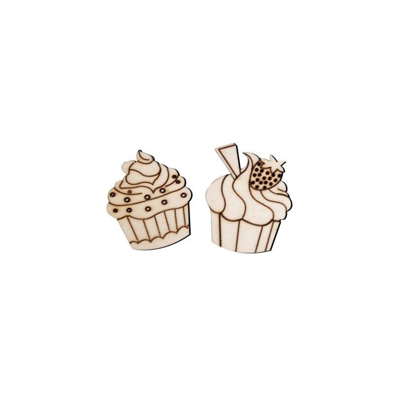 O21 Cupcake Çilekli Paket Süs Ahşap Obje
