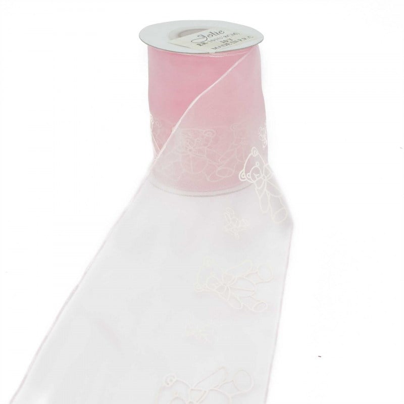 Organze Tül Kurdele Ayıcık Baskılı 8 cm