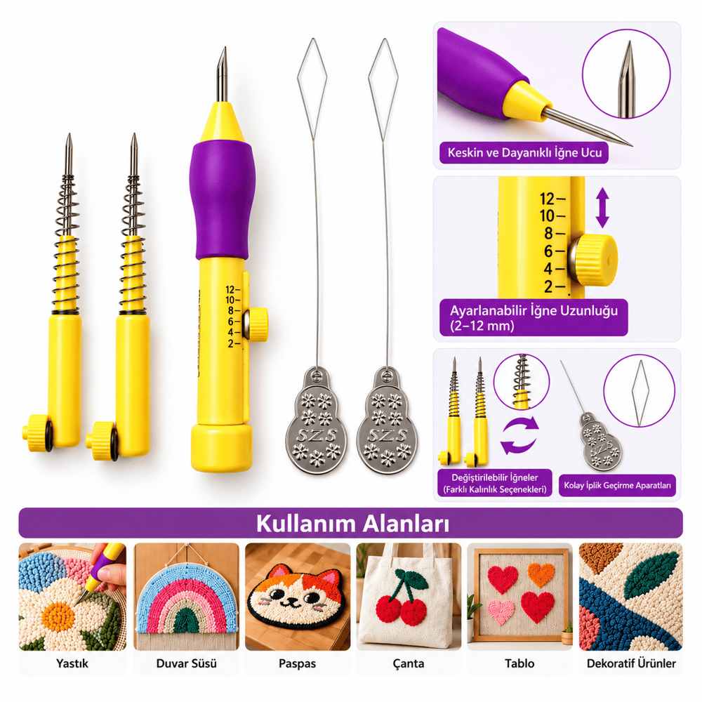 Punch İğnesi 3'lü Set Ayarlı