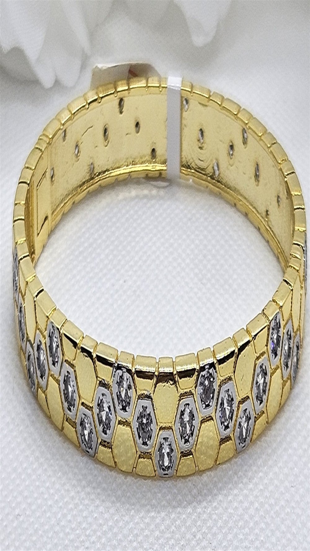 Gold Lastikli Taşlı Petek Desen Bilezik