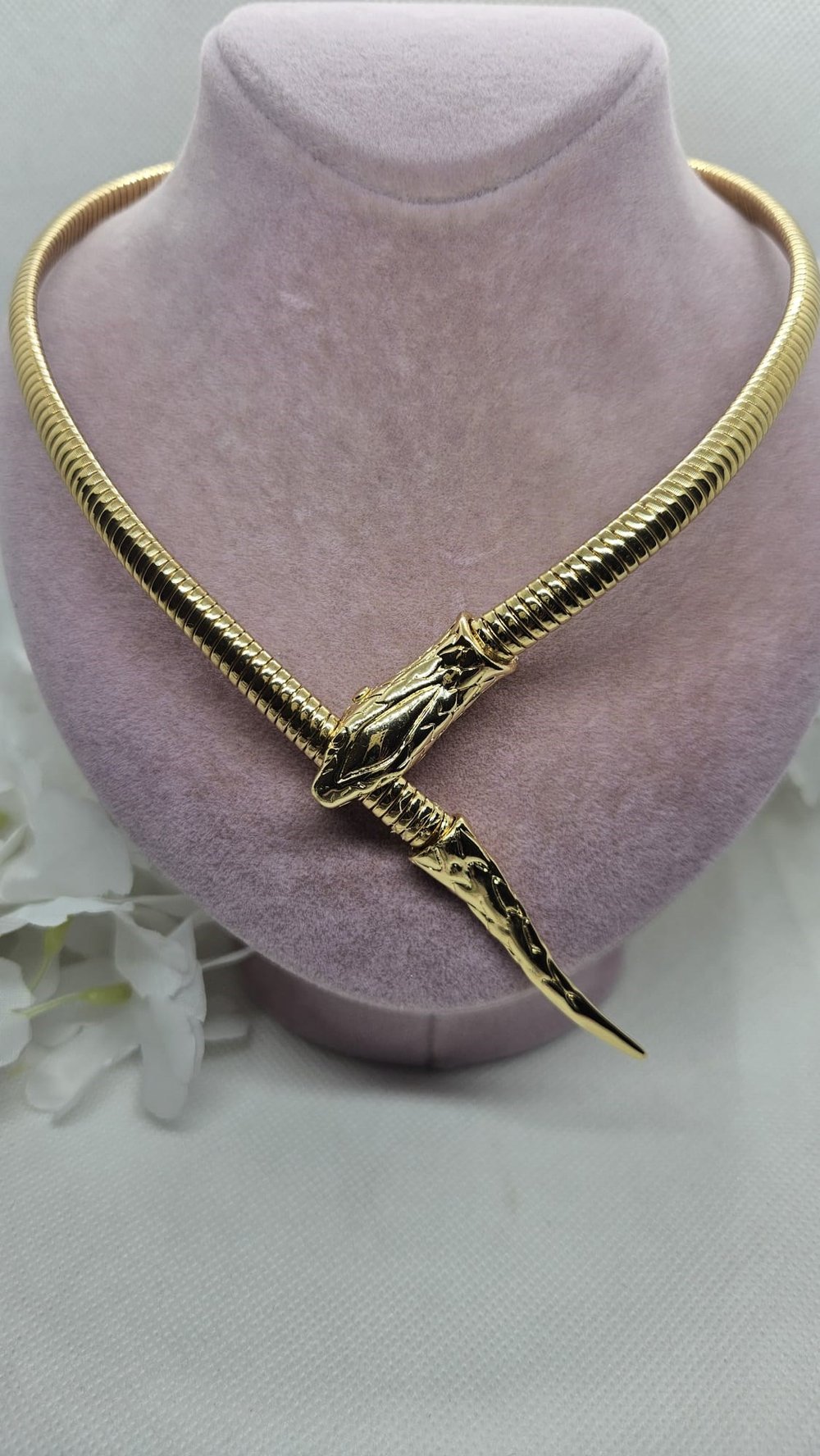 Gold Marka Desenli Snake Kolye