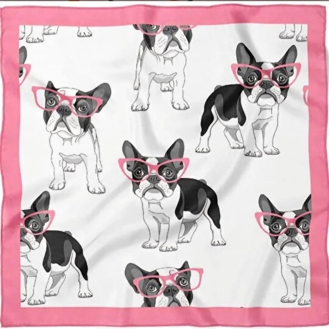 Tekstil Patili Dost Köpek Desenli Fular 