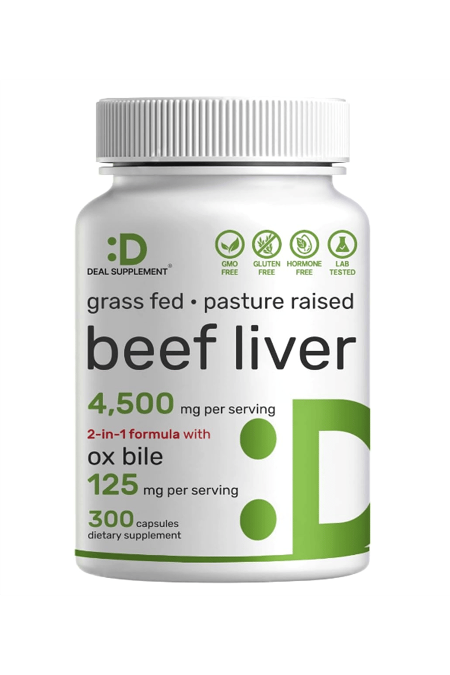 DEAL SUPPLEMENT Beef Liver Supplement with Ox Bile 4,500mg Per Serving, 300 Capsules.Made ın Usa.3932