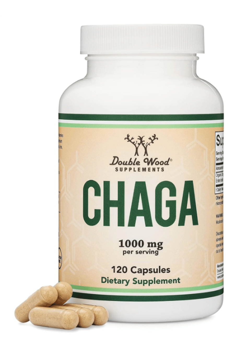 Double Wood Chaga Mushrooms 120 Capsules  1,000mg.Abd Menşei.