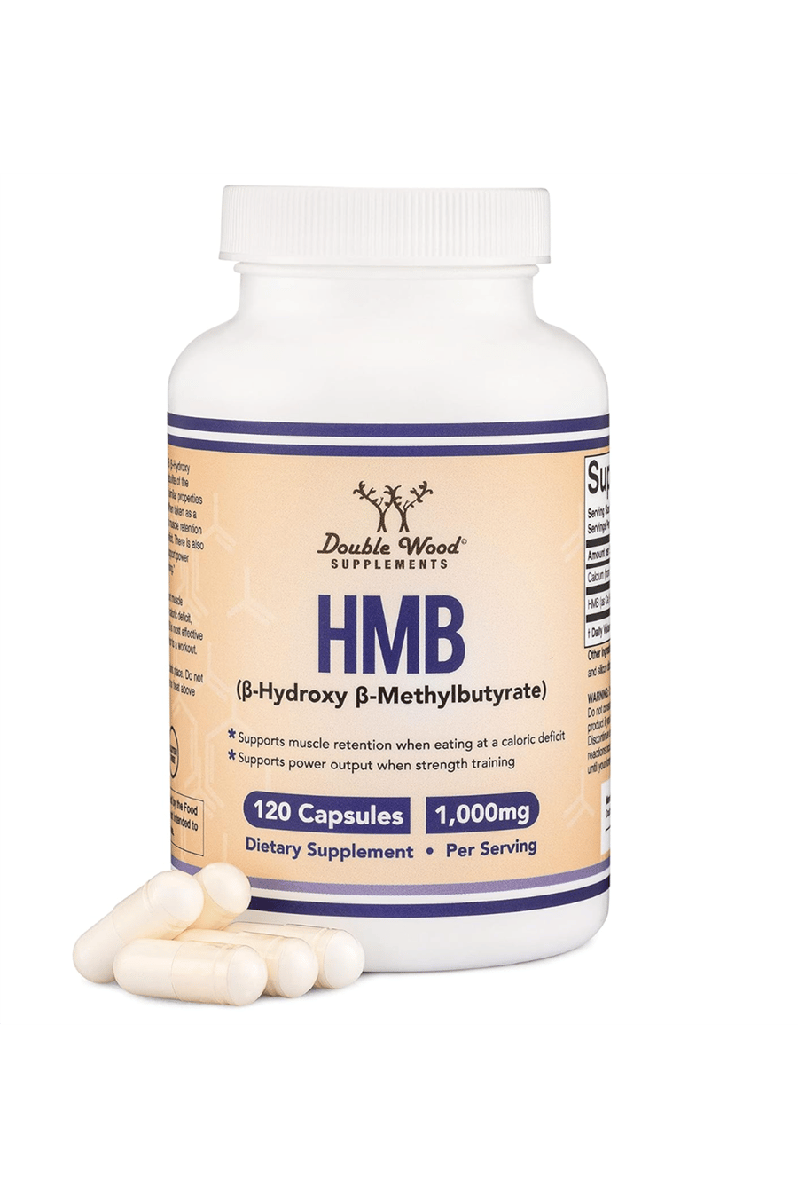 Double Wood HMB Supplement, Third Party Tested, Made in USA, 120 Capsules, 1000mg.39.