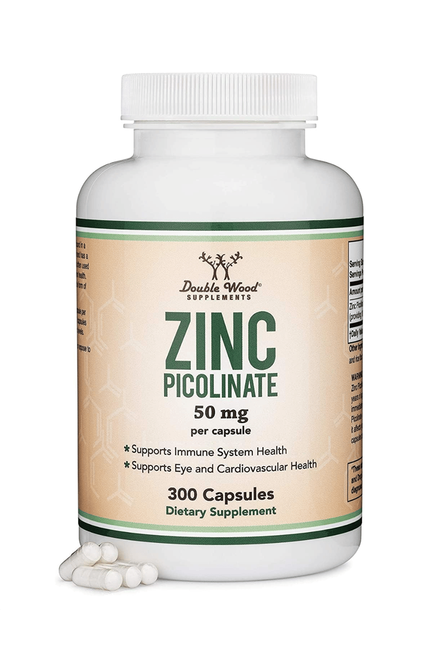 Double Wood Zinc Picolinate 50mg, 300 Capsules.4040