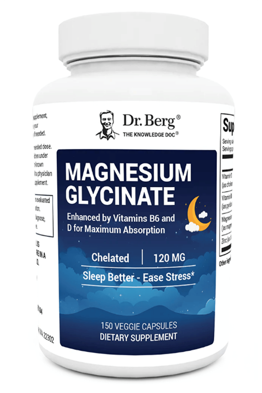 Dr. Berg Maximum Strength 4-in-1 Chelated Magnesium Glycinate with Clean 150 Capsul.Abd Menşei.55.