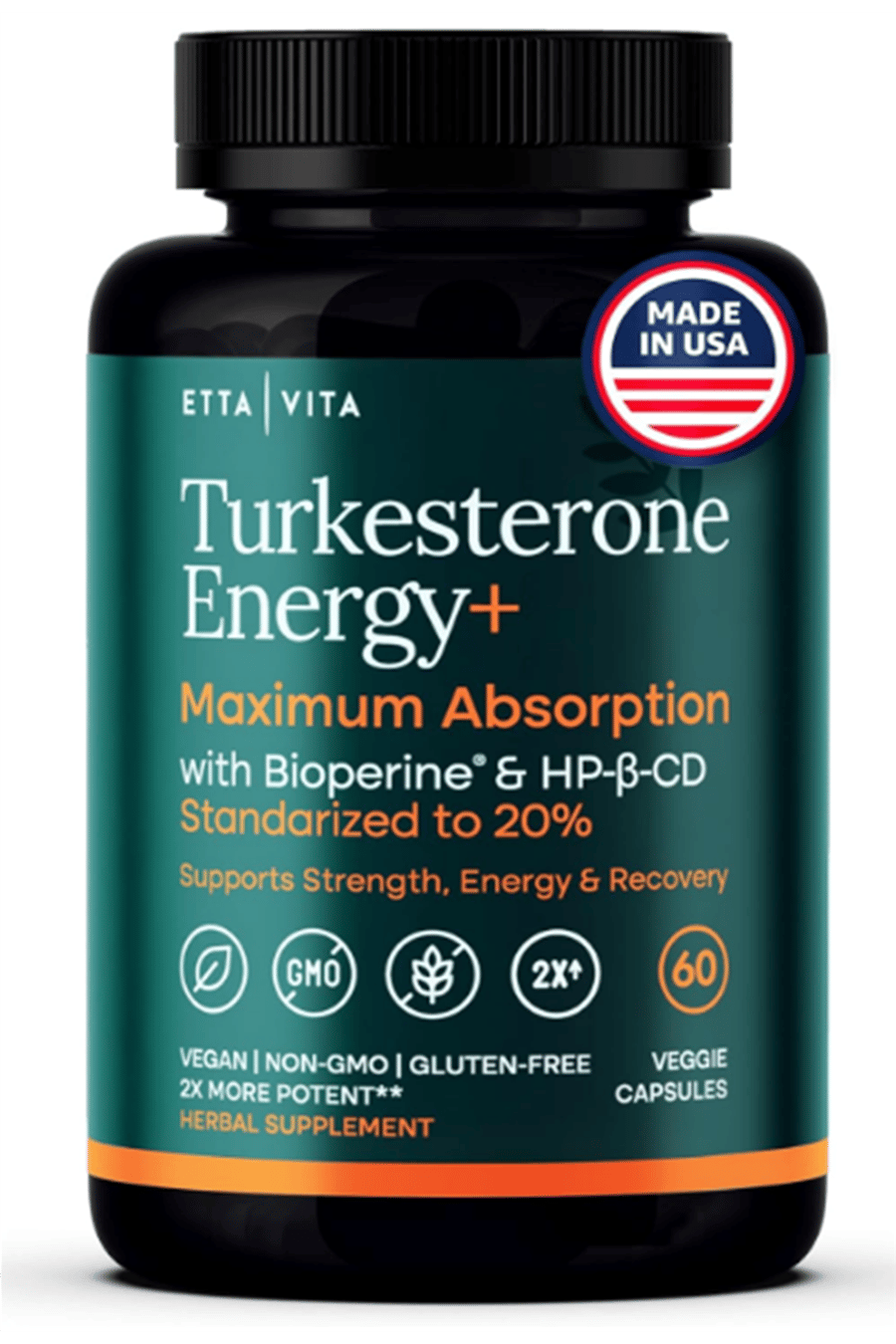 Etta Vita Turkesterone Energy Bioperine ile Yüksek Emilim 60 Capsul.Made ın Usa.62.