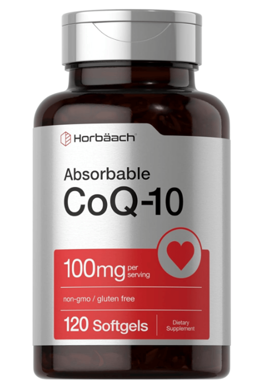 Horbäach CoQ10 100mg  100 mcg of Black Pepper Extract 120 Softgels.