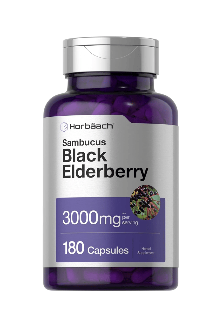 Horbaach Sambucus Black Elderberry  3000mg  180 Capsul.Usa Menşei.37.
