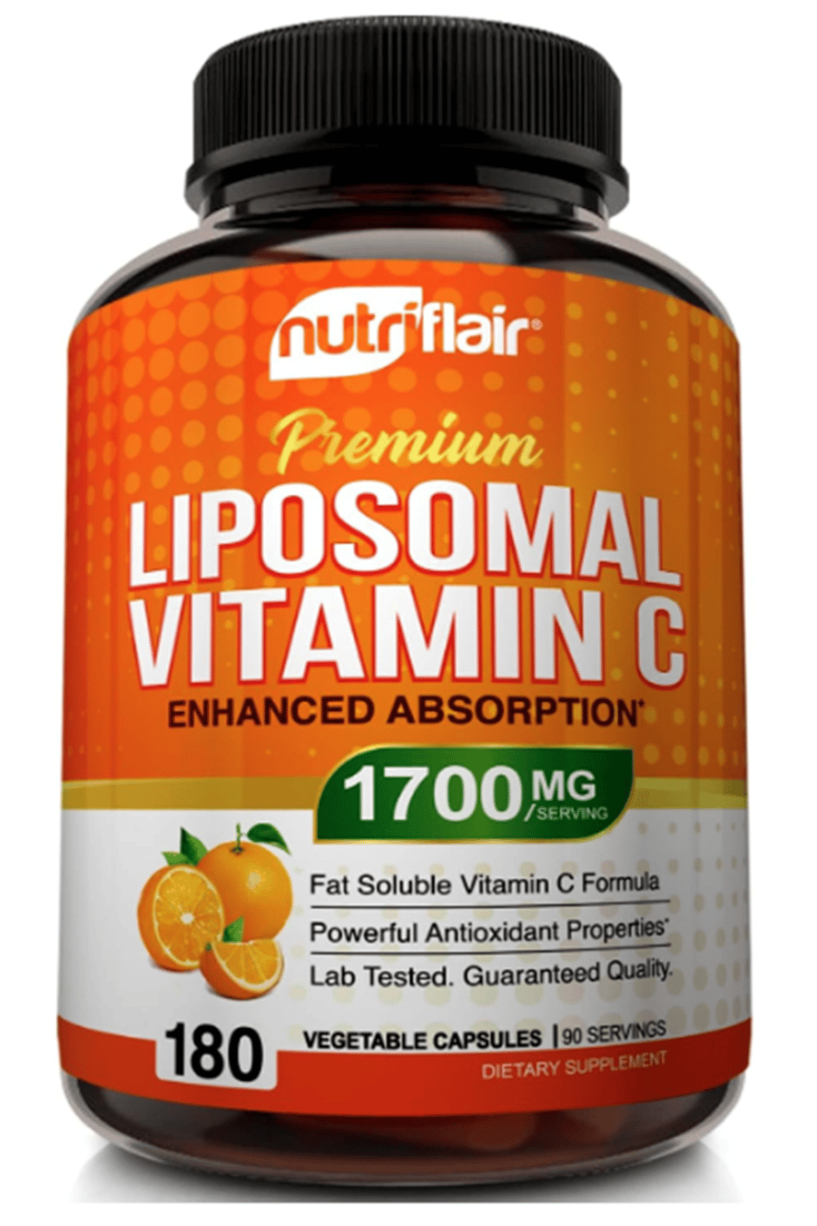NutriFlair Liposomal Vitamin C 1700mg, 180 Capsul - High Absorption, Fat Soluble VIT C, Antioxidant, Higher Bioavailability Immune System Support & Collagen Booster.