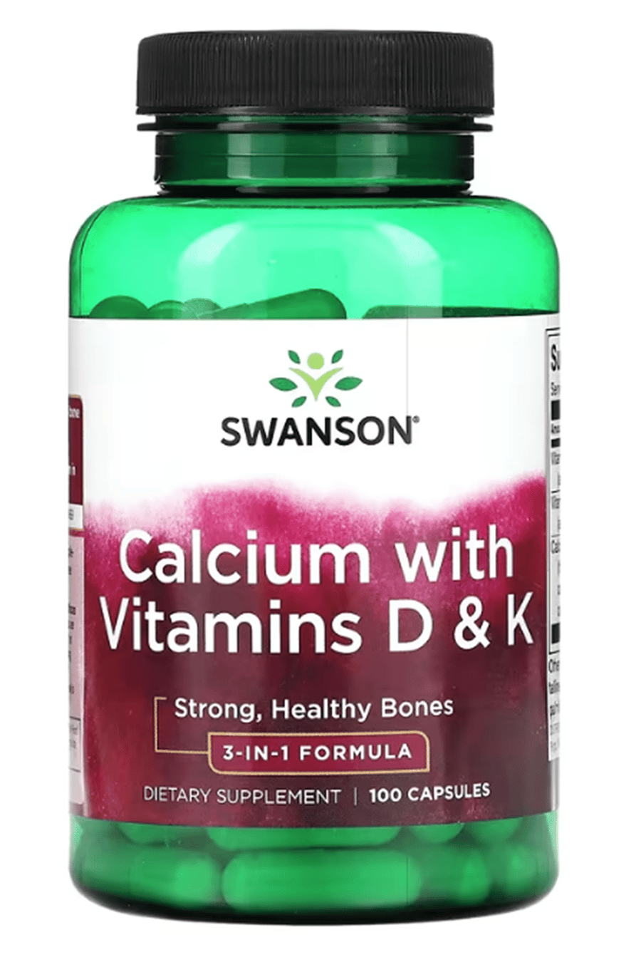 Swanson, Calcium with Vitamins D & K, 100 Capsul.Made In Usa.